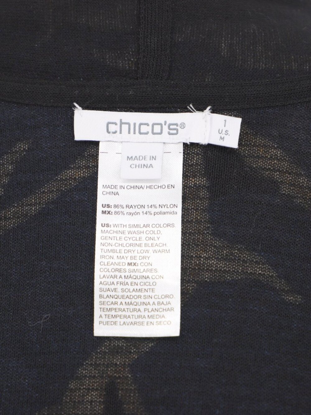 CHICO'S Floral Open Front Knit Cardigan in Blue Size 1/M - Picture 5 of 5